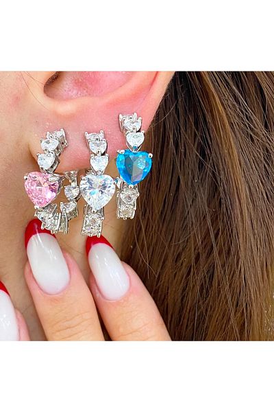 Finery by Nerrs Blue Drop Baguette Stone Hoop Earrings