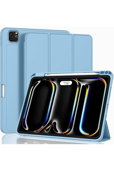 AWH New iPad Pro 13 Inch Case M4 (2024 Model, 7th Gen.) with Pencil Holder, Support Touch ID, SkyBlue