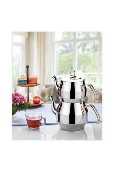 İnter Inter Steel Corner Model Gold Medium Size Teapot Set