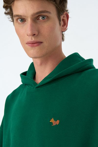 WWF Market Squirrel Supersoft Pocket Hoodie - Nefti Green