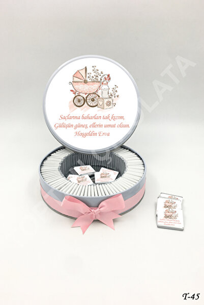 KAKAO AĞACI 100 Adet Puset Temalı İsme Özel Kız Bebek Çikolatası