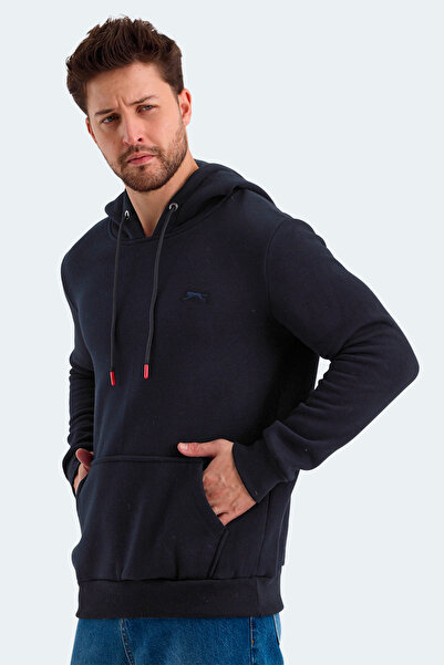 Slazenger KEANS IN Erkek Kapüşonlu Cepli Lacivert Sweatshirt