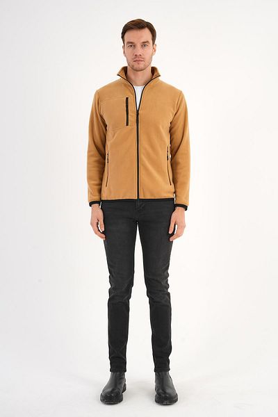 Deri Company Ανδρικό μπουφάν Fleece Καφέ με φερμουάρ γιακά