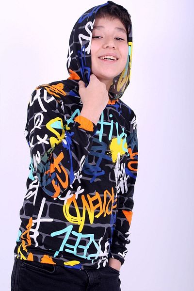 FYK KİDS Vzorovaná unisex mikina s kapucí