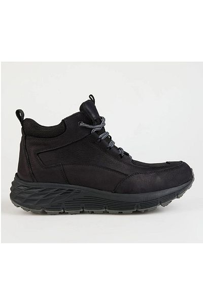 Bulldozer 250058 Ανδρικό μαύρο γνήσιο δέρμα - Nubuck Thick Soled Trekking Sneaker Αθλητικά Μποτάκια Χειμερινά μποτάκια
