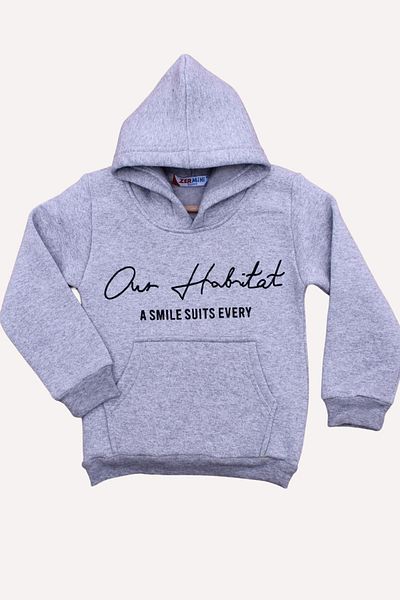 FYK KİDS 3 Thread Unisex Hooded Kangaroo Pocket Sweatshirt