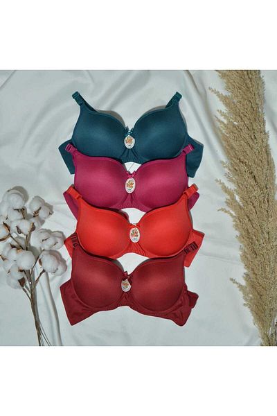 Tektaş Solitaire Women's Bra Without Underwire Padding 4LÜ Suit All Colors Sizes (75.80.85.90.95