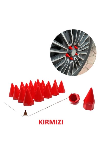 ŞüsCarOto Aksesuar Sivri Mermi Bijon Kapağı Sökme Aparatlı 20 Li Set Kırmızı ...