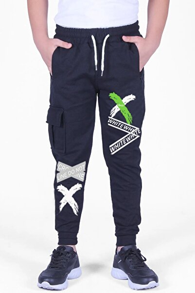 FYK KİDS 3-Piece Grey Go Up, Navy Blue 96, Black X, Printed, Boy's Sweatpants