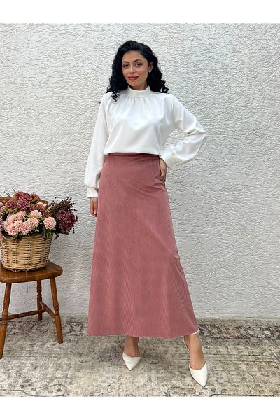 KÜÇÜĞÜM BUTİK Powder Corduroy A-Line Skirt