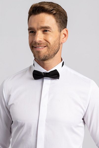 Tudors Men's White Slim Fit Ata Collar Long Sleeve Shirt
