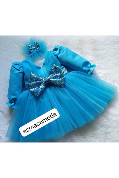 esmacamoda ROCHIE ALBASTRĂ FETE CU MÂNECĂ LUNGĂ