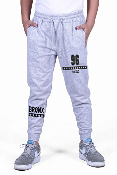 FYK KİDS 3-Pece Grey-smoked-black, Cargo Pocket, Text Printed Boys' Sweatpants