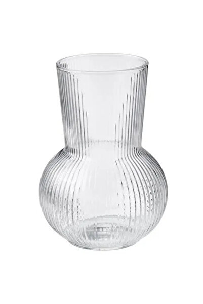 IKEA Premium Ürün Kaliteli Zarif Gösterişli Desenli Yüzey Modern Dekoratif Saydam 17 Cm Cam Vazo Padrag