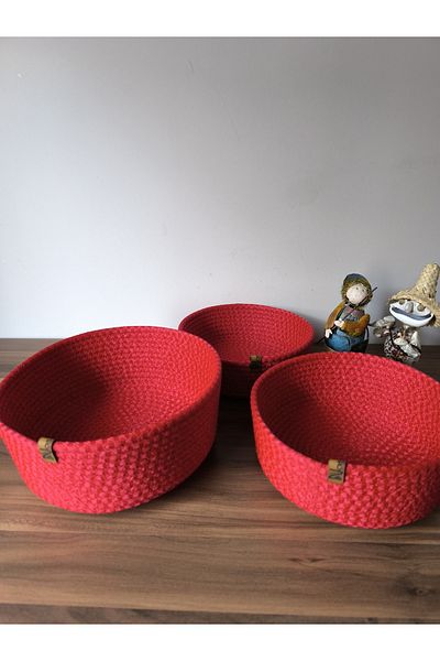 Naspar Комплект от 3 червени кошници и органайзери - за кухня и баня, 22x8 см