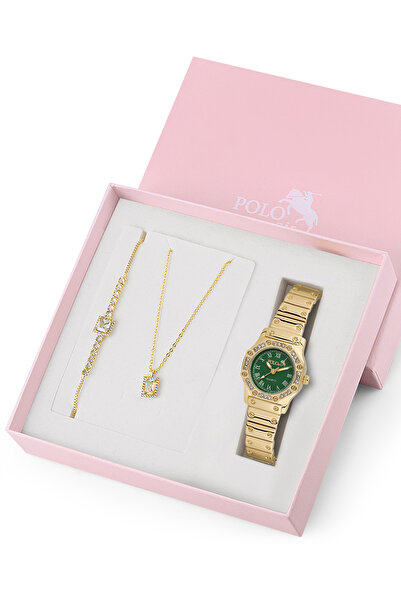 Polo Air Romen Rakamlı Kadın Kol Saati Zirkon Taşlı Kolye Bileklik Özel Kombi...