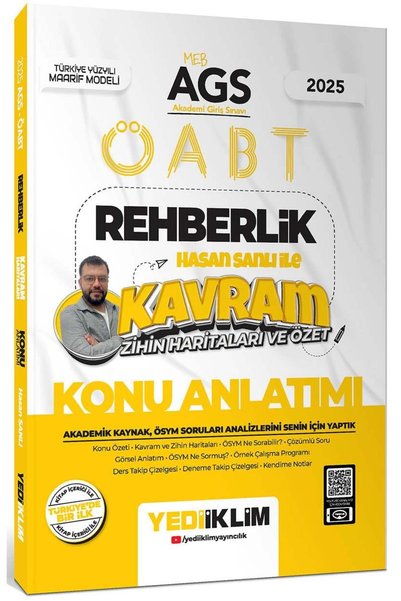 Yediiklim Yayınları 2025 MEB AGS ÖABT Rehberlik Hasan Sanlı ile Kavram Zihin ...