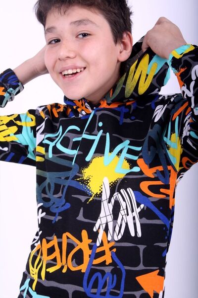 FYK KİDS Vzorovaná unisex mikina s kapucí