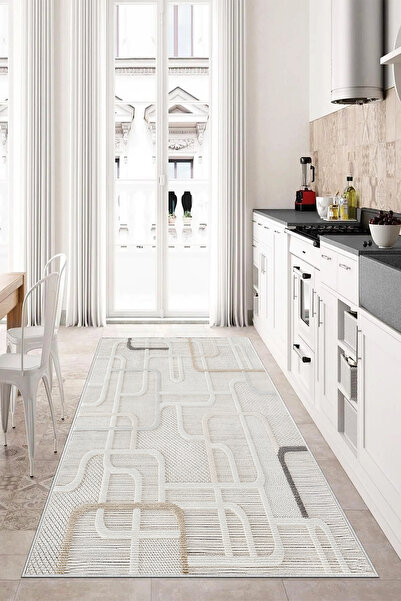 MENTEŞ HOME MENTEŞ  Yıkanabilir Kaymaz Taban Leke Tutmaz Modern Mutfak Halı Y...