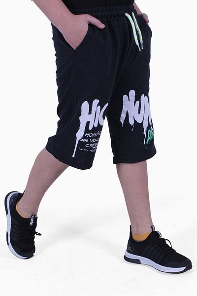 FYK KİDS Hıcet Text Printed Boy's Capri with Pocket Detail