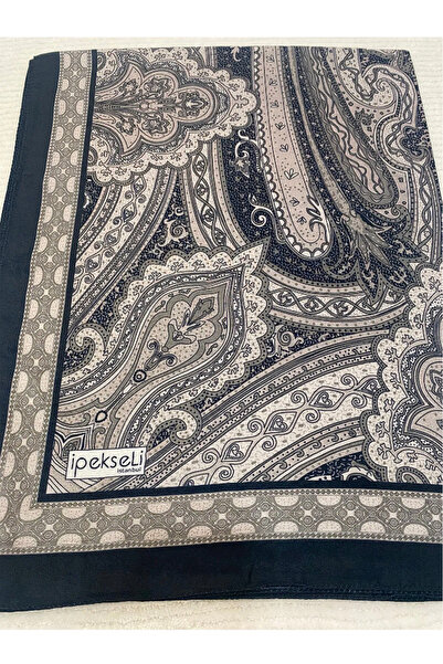 İpekseli İpekseli Etro Desen Pamuk Şal Krem Siyah