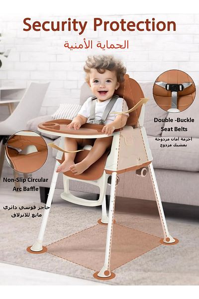Lumely Baby High Chair 4 in 1 Portable Dining Table Chair,Height-Adjustable Foldable with Tray Wheels