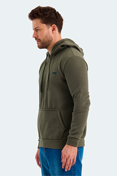 Slazenger KEANS IN Erkek Kapüşonlu Cepli Haki Sweatshirt