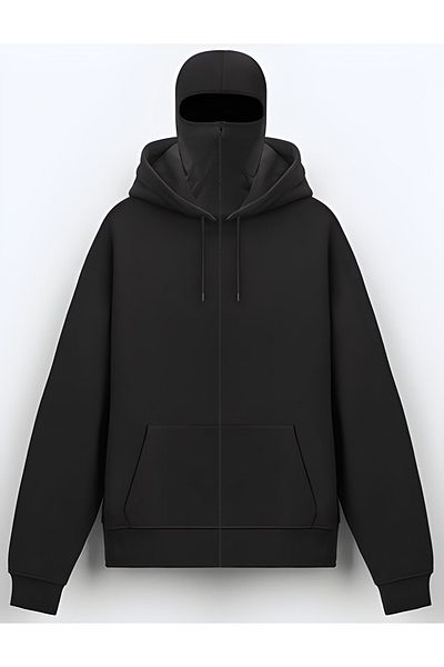 Edizen 2025 Model Unisex Oversize Hooded Sweatshirt - 100% Cotton Masked Hoodie