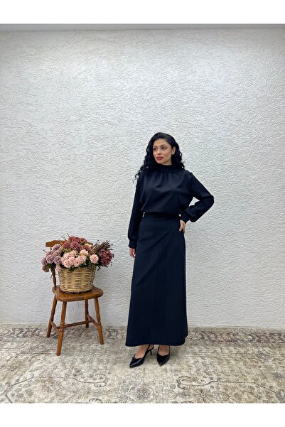 KÜÇÜĞÜM BUTİK Black Corduroy A-Line Skirt