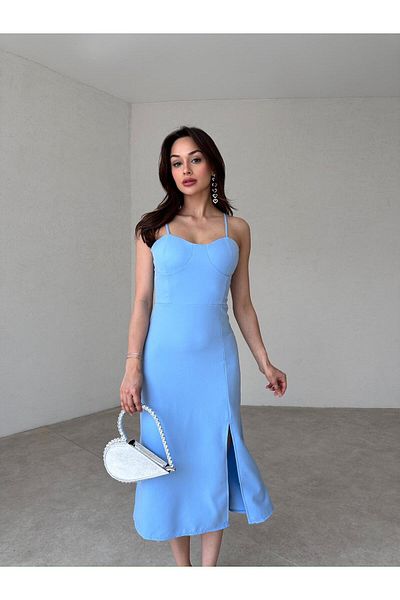 Mooi Butik Rochie Midi BELASCO albastră - 9050