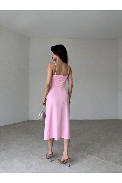 Mooi Butik Ροζ Μίντι Φόρεμα BELASCO - 9050