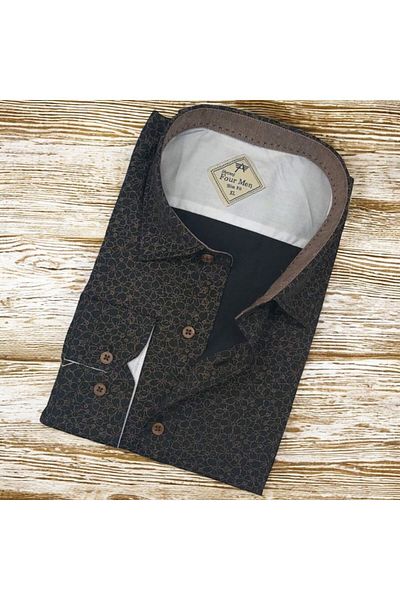 GÖMLEK GALERİSİ Men's Long Sleeve Shirt with Slim Fit Pattern