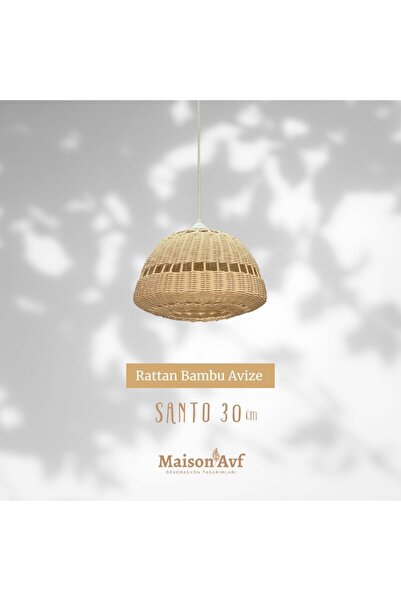Maison Avf Santo Rattan Bambu Sarkıt Avize 30 cm