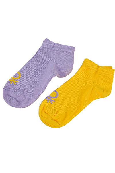 United Colors of Benetton Размер 30-35 Момичешки чорапи с лого, изтъкани, 2 чифта, до глезена 77262