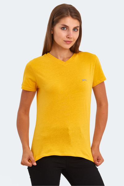 Slazenger KRISTEN I Kadın V Yaka Hardal Tişört