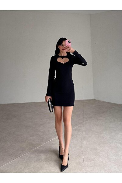 Mooi Butik Sweetheart Low-Cut Mini Carpen Dress 4012 - Black