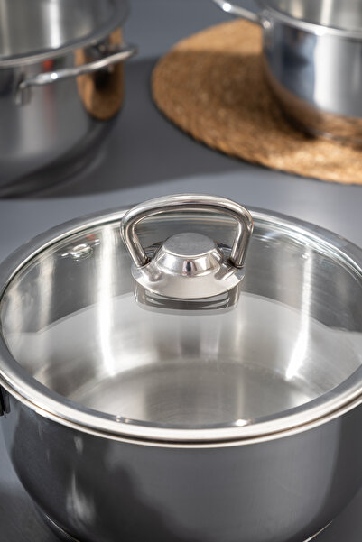 Skygo Sern 6-Piece Stainless Steel Cookware Set – 14, 16, 18 cm Practical and Fashionable Design