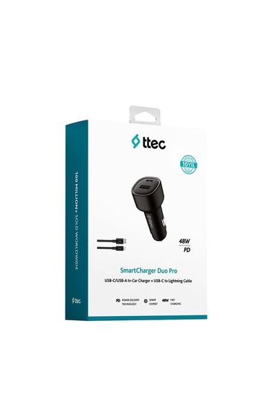 Ttec SmartCharger Duo PD 48W Araç Hızlı Şarj Aleti Lighting+USB-A