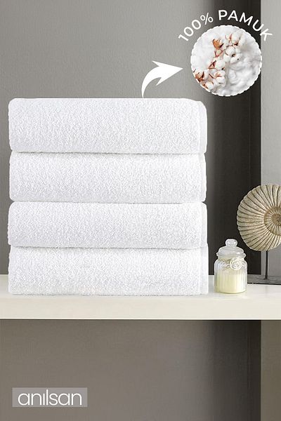 Anılsan 4-Piece Large Bath Towels - 90X150 Cm, 650Gr, 100% Cotton, Spa and Hotel Towels, Suitable for Daily Use