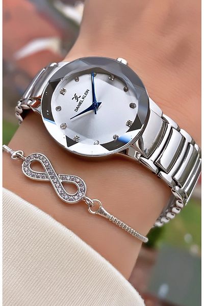 Daniel Klein Brand Silver Color Women's Wristwatch - Bracelet Gift