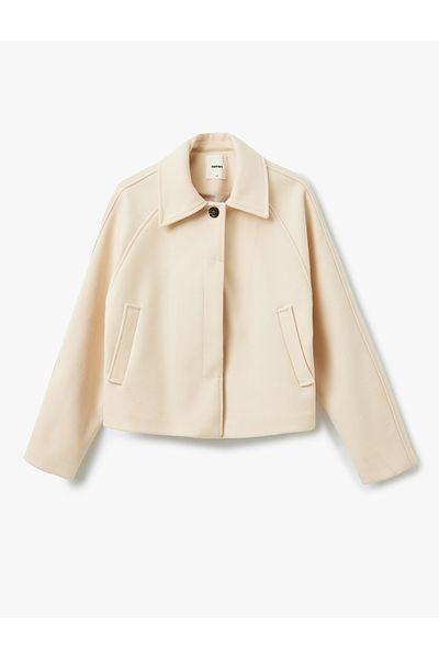 Koton Double Breasted Long Sleeve Short Stamp Jacket with Pockets