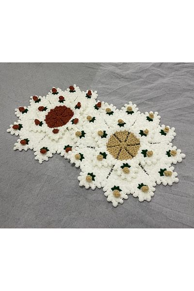 RENGARENG Hand Knitted Bud Patterned Double Bath Towel