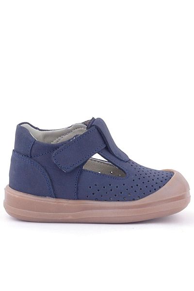Rakerplus Shaun Genuine Leather Dark Navy Blue Velcro Anatomical Baby Sandals