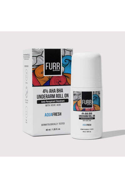 Furr 4% AHA BHA Underarm Roll On with Kojic Acid, Aqua Fresh Fragrance - 40ml