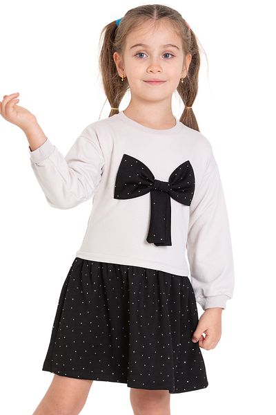 Monila New Season Girls' Shiny Stone Detailed Dress with Bow Detail