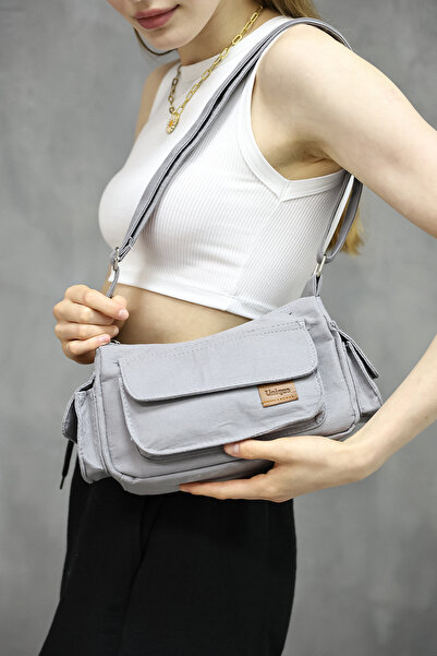 PASSTELL Kadın Kanvas Kumaş Çapraz ve Baget Çanta