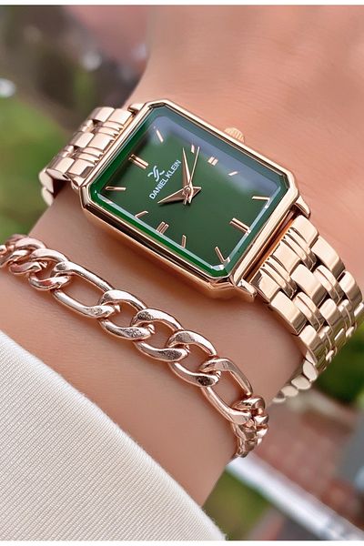 Daniel Klein Brand Gold Color Waterproof Women's Wristwatch - With Bracelet Gift