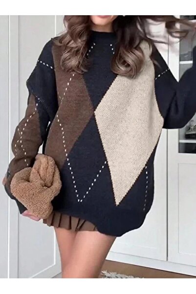 Dier Moda Извънгабаритни плетива с кафяви диаманти