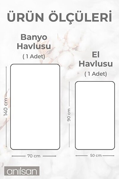 Anılsan 2-Piece Towel Set 100% Cotton - 1 Hand Towel 50X90 and 1 Bath Towel 70X140