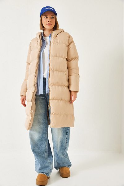Bianco Lucci Women's Hooded Double Pocket Long Coat 60901005